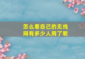 怎么看自己的无线网有多少人用了呢