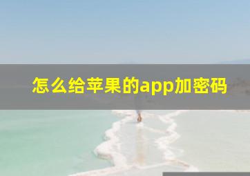 怎么给苹果的app加密码