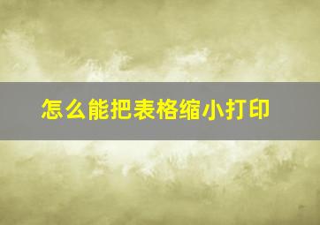 怎么能把表格缩小打印