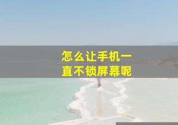 怎么让手机一直不锁屏幕呢