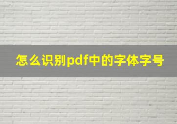 怎么识别pdf中的字体字号