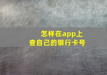 怎样在app上查自己的银行卡号