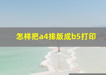 怎样把a4排版成b5打印