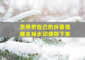 怎样把自己的抖音视频去掉水印保存下来