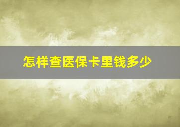 怎样查医保卡里钱多少