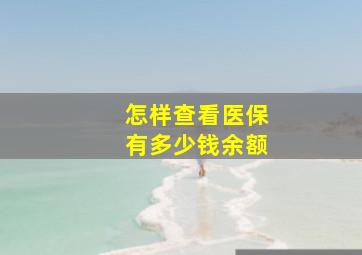 怎样查看医保有多少钱余额