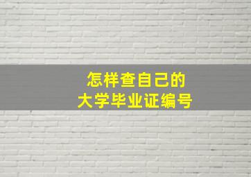 怎样查自己的大学毕业证编号