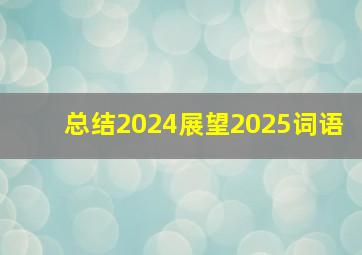 总结2024展望2025词语