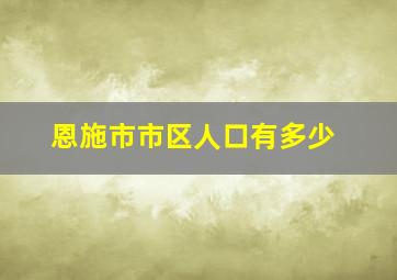 恩施市市区人口有多少