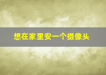 想在家里安一个摄像头