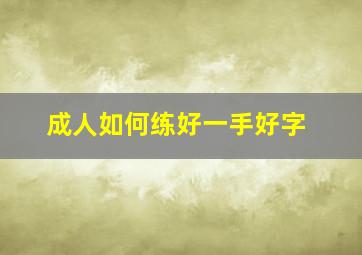 成人如何练好一手好字