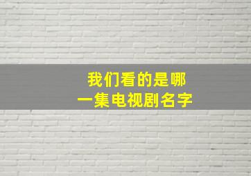 我们看的是哪一集电视剧名字