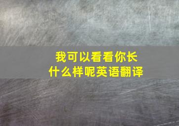 我可以看看你长什么样呢英语翻译