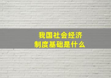 我国社会经济制度基础是什么