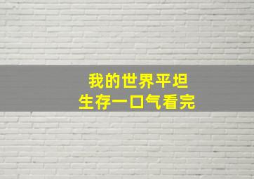 我的世界平坦生存一口气看完