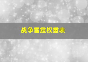 战争雷霆权重表