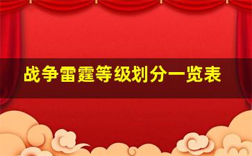 战争雷霆等级划分一览表