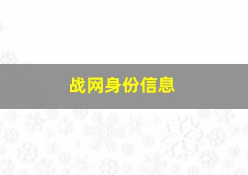 战网身份信息