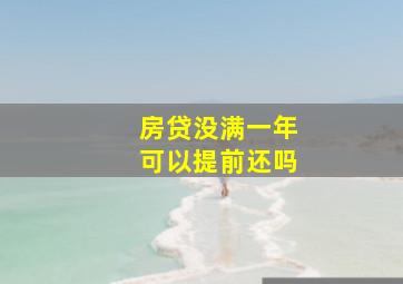 房贷没满一年可以提前还吗