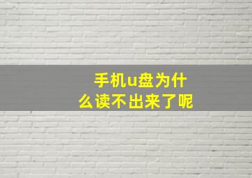 手机u盘为什么读不出来了呢