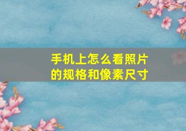 手机上怎么看照片的规格和像素尺寸