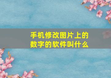 手机修改图片上的数字的软件叫什么