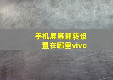 手机屏幕翻转设置在哪里vivo