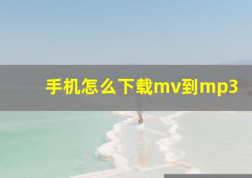 手机怎么下载mv到mp3