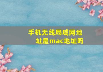 手机无线局域网地址是mac地址吗