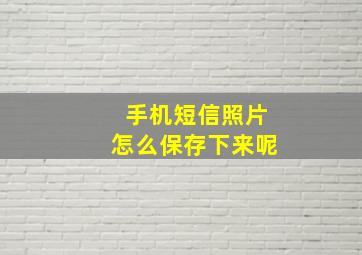 手机短信照片怎么保存下来呢