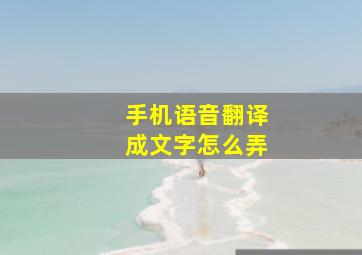 手机语音翻译成文字怎么弄