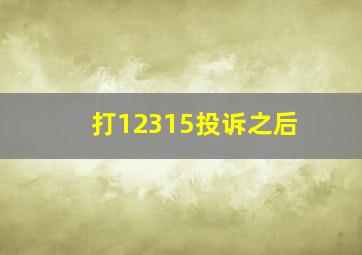 打12315投诉之后