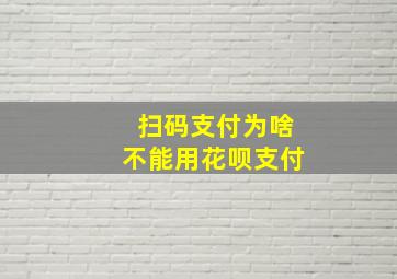 扫码支付为啥不能用花呗支付