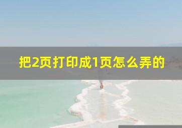 把2页打印成1页怎么弄的