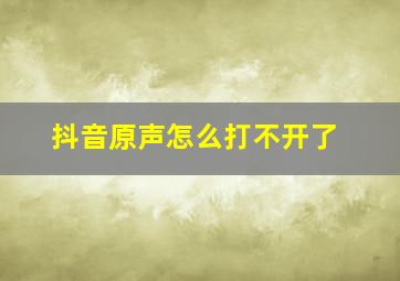 抖音原声怎么打不开了