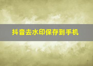 抖音去水印保存到手机