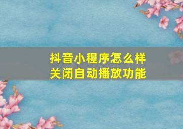 抖音小程序怎么样关闭自动播放功能