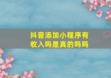 抖音添加小程序有收入吗是真的吗吗