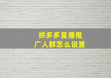 拼多多直播推广人群怎么设置