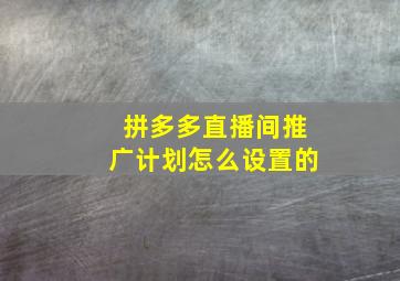 拼多多直播间推广计划怎么设置的