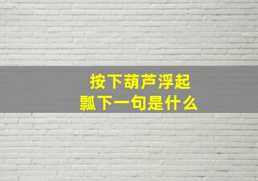 按下葫芦浮起瓢下一句是什么