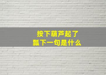 按下葫芦起了瓢下一句是什么