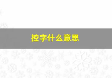 控字什么意思