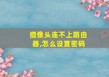 摄像头连不上路由器,怎么设置密码