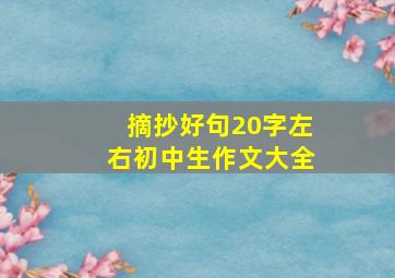 摘抄好句20字左右初中生作文大全