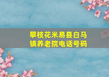 攀枝花米易县白马镇养老院电话号码