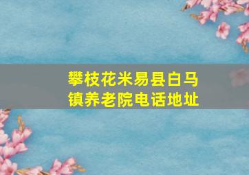 攀枝花米易县白马镇养老院电话地址