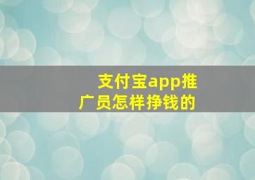 支付宝app推广员怎样挣钱的