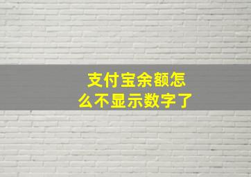 支付宝余额怎么不显示数字了