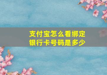 支付宝怎么看绑定银行卡号码是多少